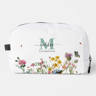Watercolor Wildflower Insects Floral Spring Garden Dopp Kit