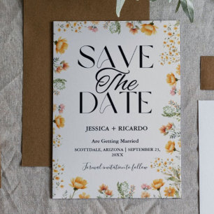 Watercolor Wildflower Ivory  Wedding Save the date