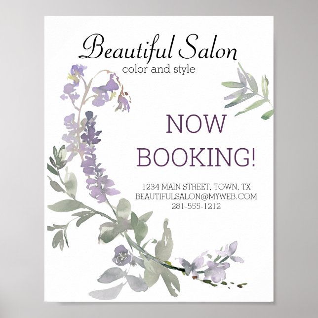 Watercolor Wildflower Lavender Floral Business Poster (Front)