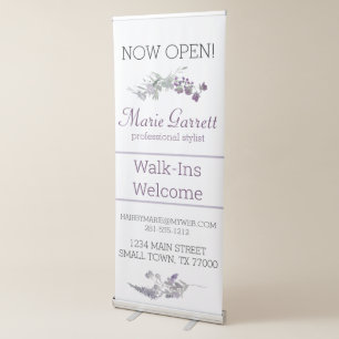 Watercolor Wildflower Lavender Floral Business Retractable Banner