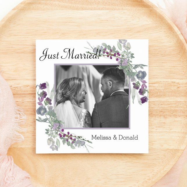 Watercolor Wildflower Lavender Floral Just Married (Creator Uploaded)