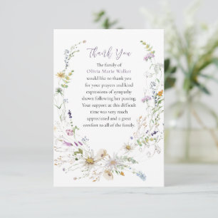 Watercolor Wildflower Lavender Funeral Thank You Card
