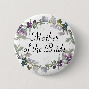 Watercolor Wildflower Lavender Mother of the Bride 6 Cm Round Badge