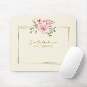 Watercolor Wildflower Lush Blush Pink Floral Mouse Mat