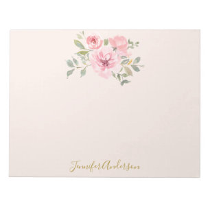 Watercolor Wildflower Lush Blush Pink Floral Notepad