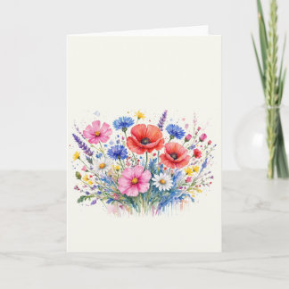 Watercolor Wildflower Meadow Bouquet Floral Art Card