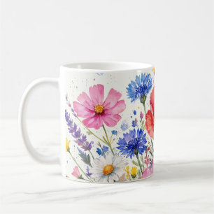 Watercolor Wildflower Meadow Bouquet Floral Art Coffee Mug