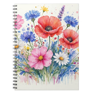 Watercolor Wildflower Meadow Bouquet Floral Art Notebook