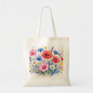 Watercolor Wildflower Meadow Bouquet Floral Art Tote Bag
