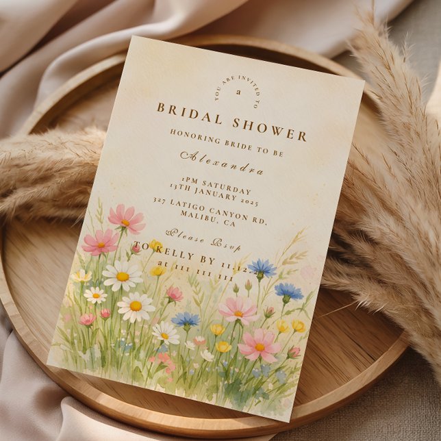Watercolor Wildflower Meadow Bridal Shower Invitation (Creator Uploaded)