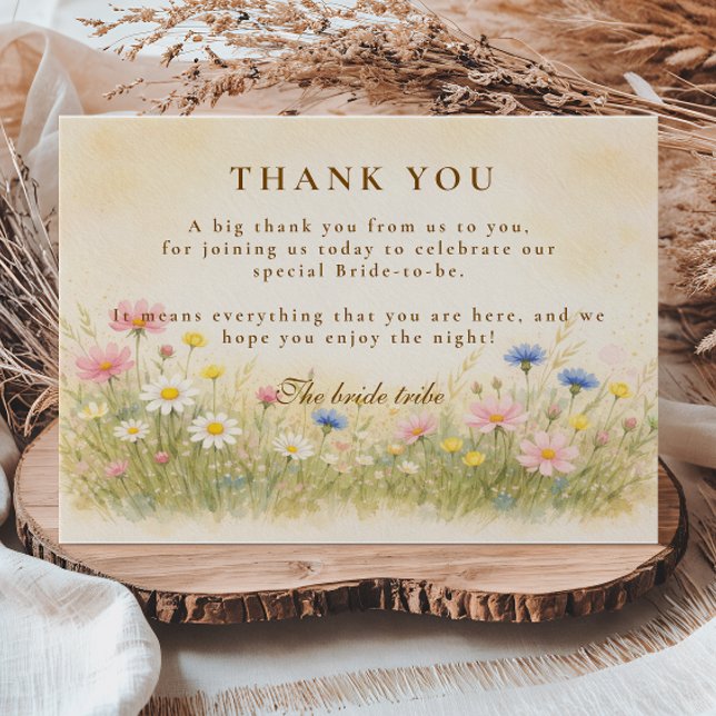 Watercolor Wildflower Meadow Bridal Shower Thank You Card (Creator Uploaded)