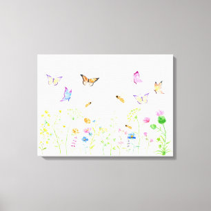 Watercolor Wildflower Meadow Canvas Print
