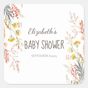 Watercolor Wildflower Meadow Dried Square Sticker