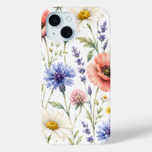 Watercolor Wildflower Meadow Floral iPhone 15 Case