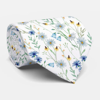 Watercolor Wildflower Meadow Floral Pattern Tie