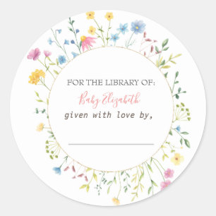 Watercolor Wildflower Meadow Frame Classic Round Sticker