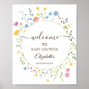 Watercolor Wildflower Meadow Frame  Poster