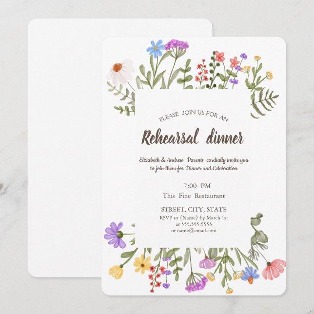 Watercolor  Wildflower Meadow Invitation (Front/Back)