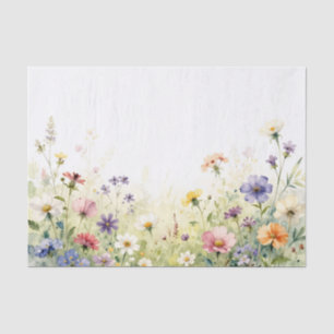 Watercolor Wildflower Meadow Pastel Floral Border Tissue Paper