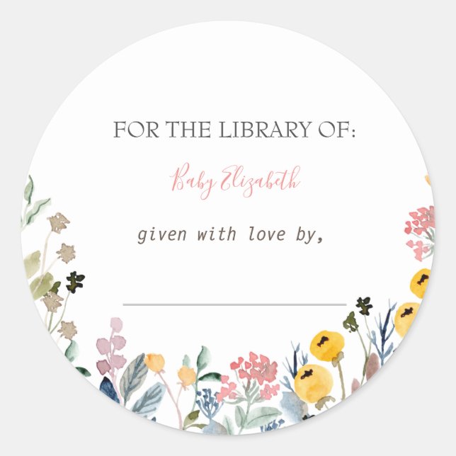 Watercolor Wildflower Meadow Pregnancy Announcemen Classic Round Sticker (Front)