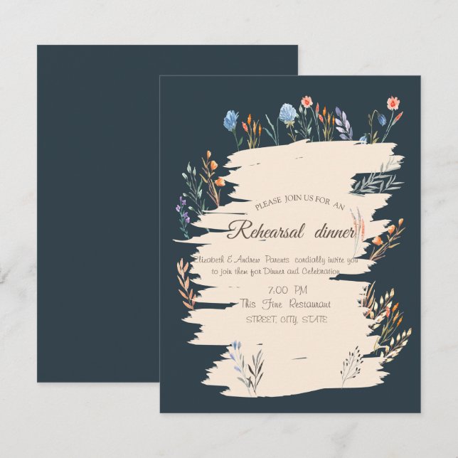 Watercolor Wildflower Meadow Rehearsal Dinner  Invitation (Front/Back)