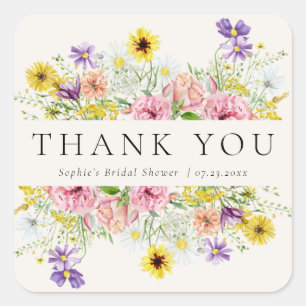 Watercolor Wildflower Meadow  Square Sticker