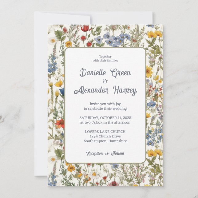 Watercolor Wildflower Meadow Wedding Invite (Front)
