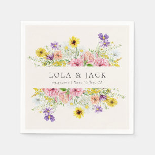 Watercolor Wildflower Meadow Wedding Napkin