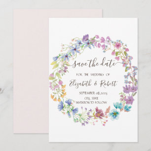 Watercolor Wildflower Meadow Wreath Save The Date