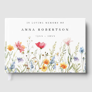 Watercolor Wildflower Memorial Service Guest Book