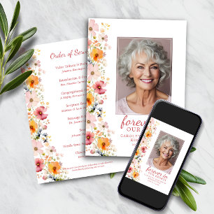 Watercolor Wildflower Memorial Service Program Invitation