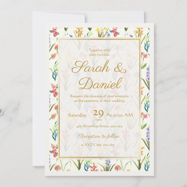 Watercolor Wildflower Millefleur  Invitation (Front)