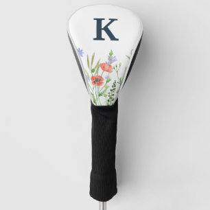 Watercolor Wildflower Monogram Golf Head Cover