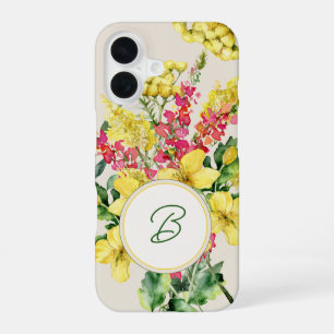 Watercolor Wildflower Monogram iPhone 16 Case