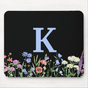 Watercolor Wildflower Monogram Mouse Mat