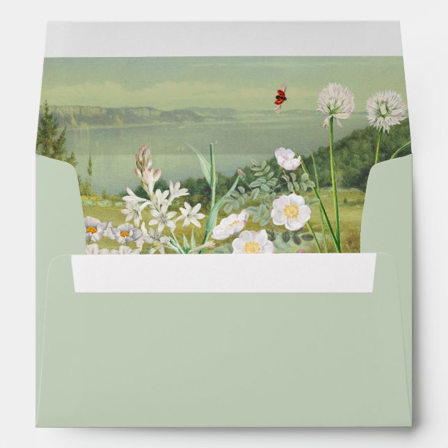 Watercolor Wildflower Mountain Landscape Wedding Envelope (Back (Bottom))