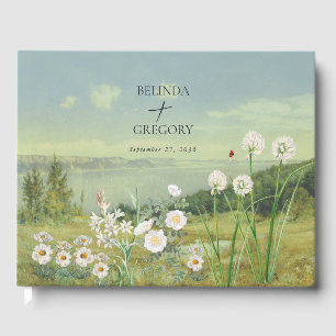 Watercolor Wildflower Mountain Landscape Wedding Guest Book