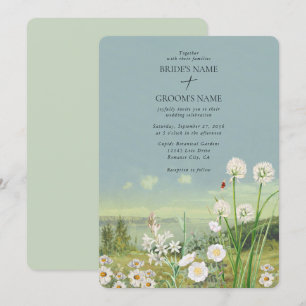 Watercolor Wildflower Mountain Landscape Wedding Invitation