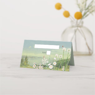 Watercolor Wildflower Mountain Landscape Wedding Place Card