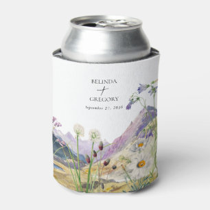 Watercolor Wildflower Mountain Wedding Favor Can Cooler