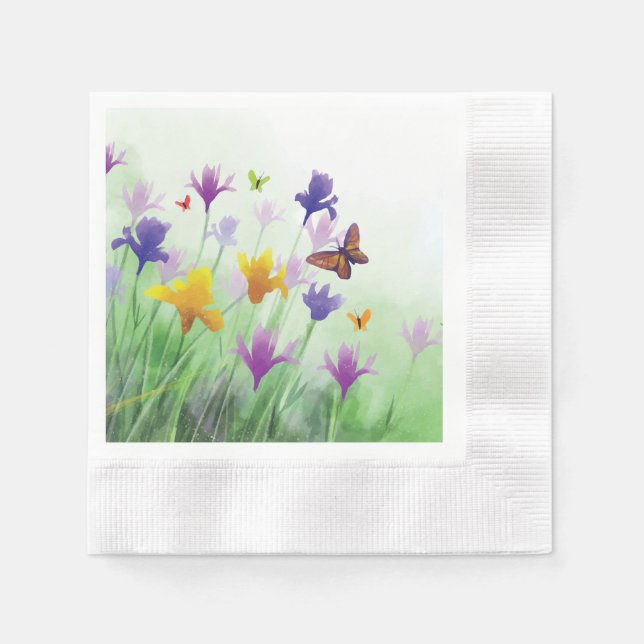  Watercolor Wildflower Napkin (Front)