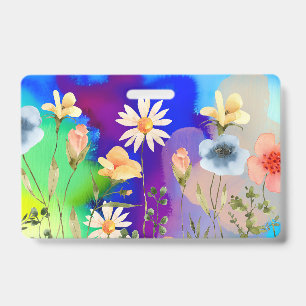 Watercolor Wildflower natural Art ID Badge