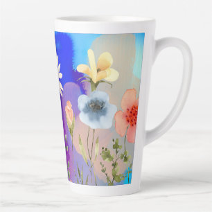 Watercolor Wildflower  natural Art Latte Mug