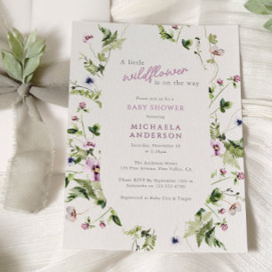 Watercolor Wildflower On The Way Baby Shower Invitation