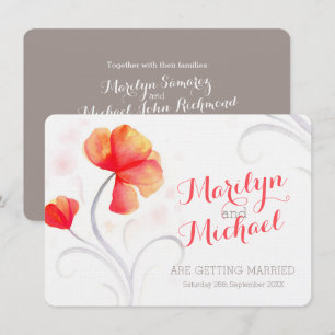 Watercolor wildflower orange wedding invite