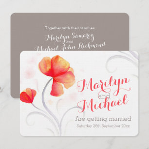 Watercolor wildflower orange wedding invite