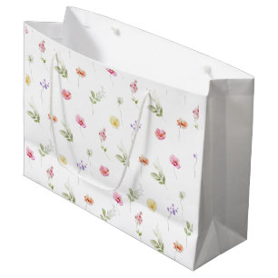 Watercolor Wildflower pattern baby shower Large Gift Bag