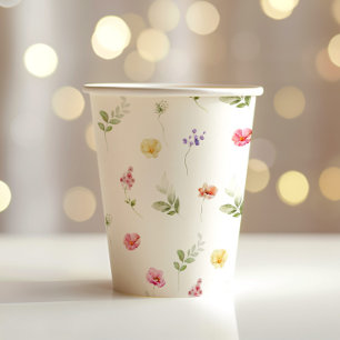 Watercolor Wildflower pattern baby shower Paper Cups