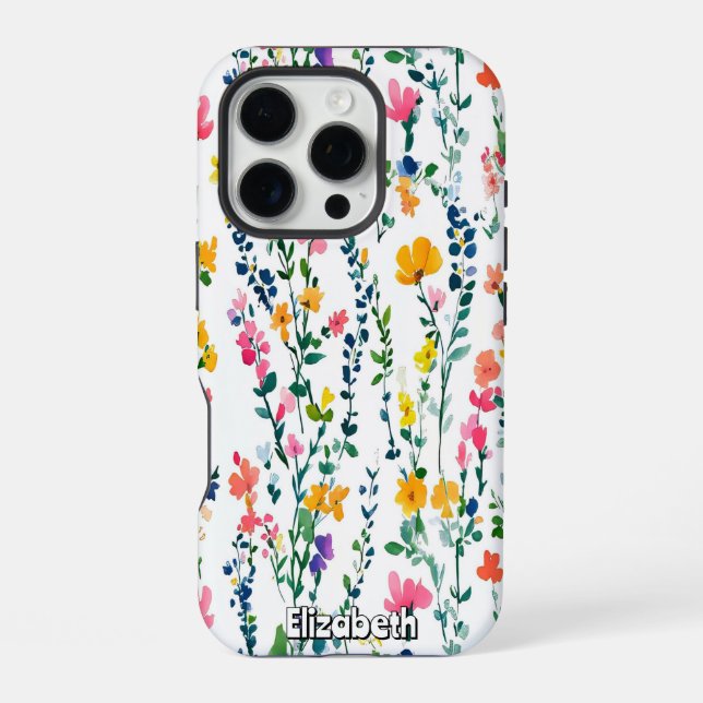 Watercolor Wildflower Pattern iPhone Case (Back)