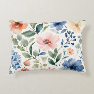 Watercolor Wildflower Pattern Modern Botanical Decorative Cushion